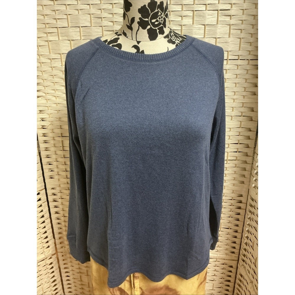 Live Love Lounge Blue Sweater Womens L Fleece Karen Neuburger Long Sleeve NWT